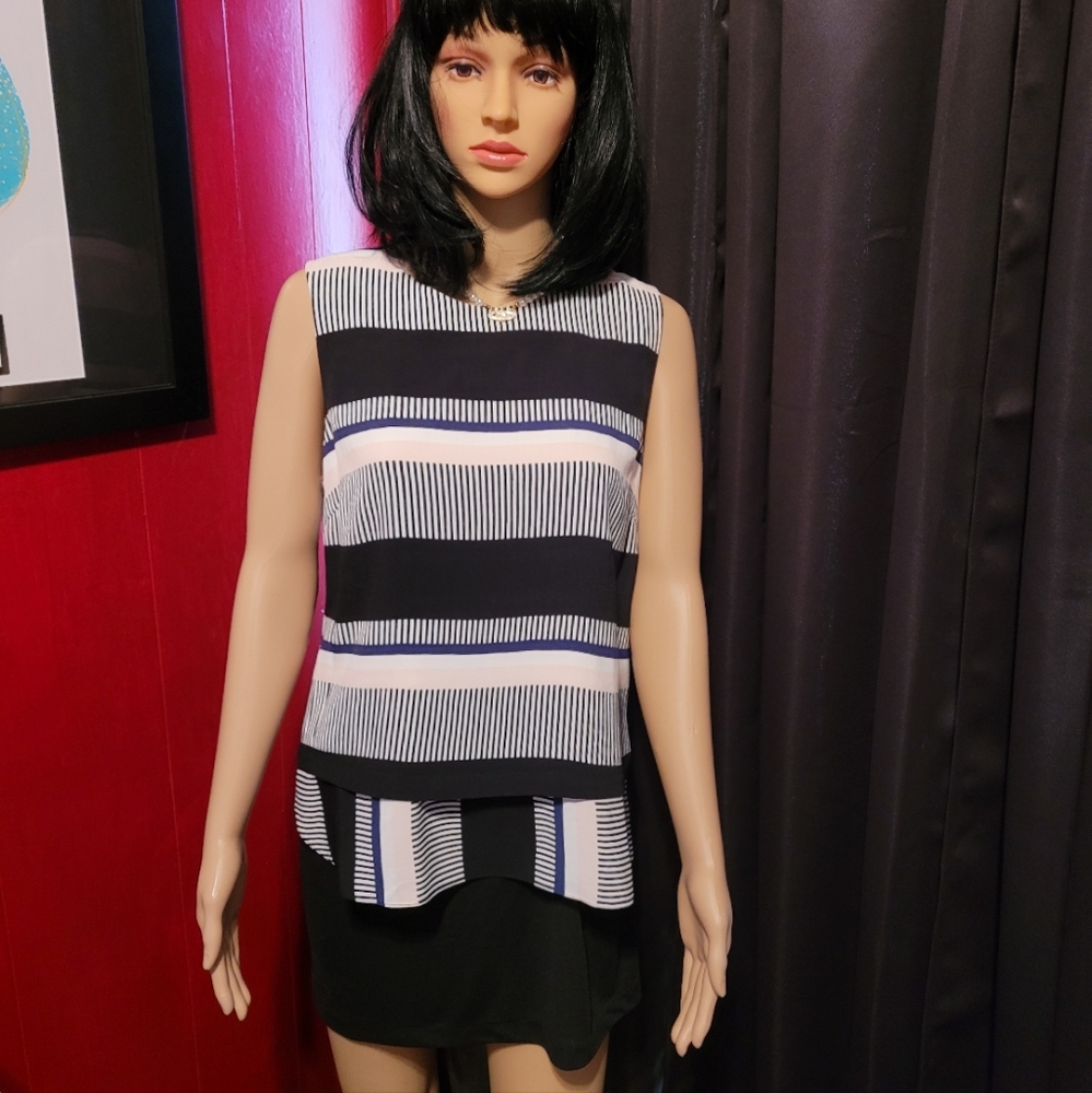 MINT!! Kate Spade Sleeveless Striped Crew Neck Blouse SZ M